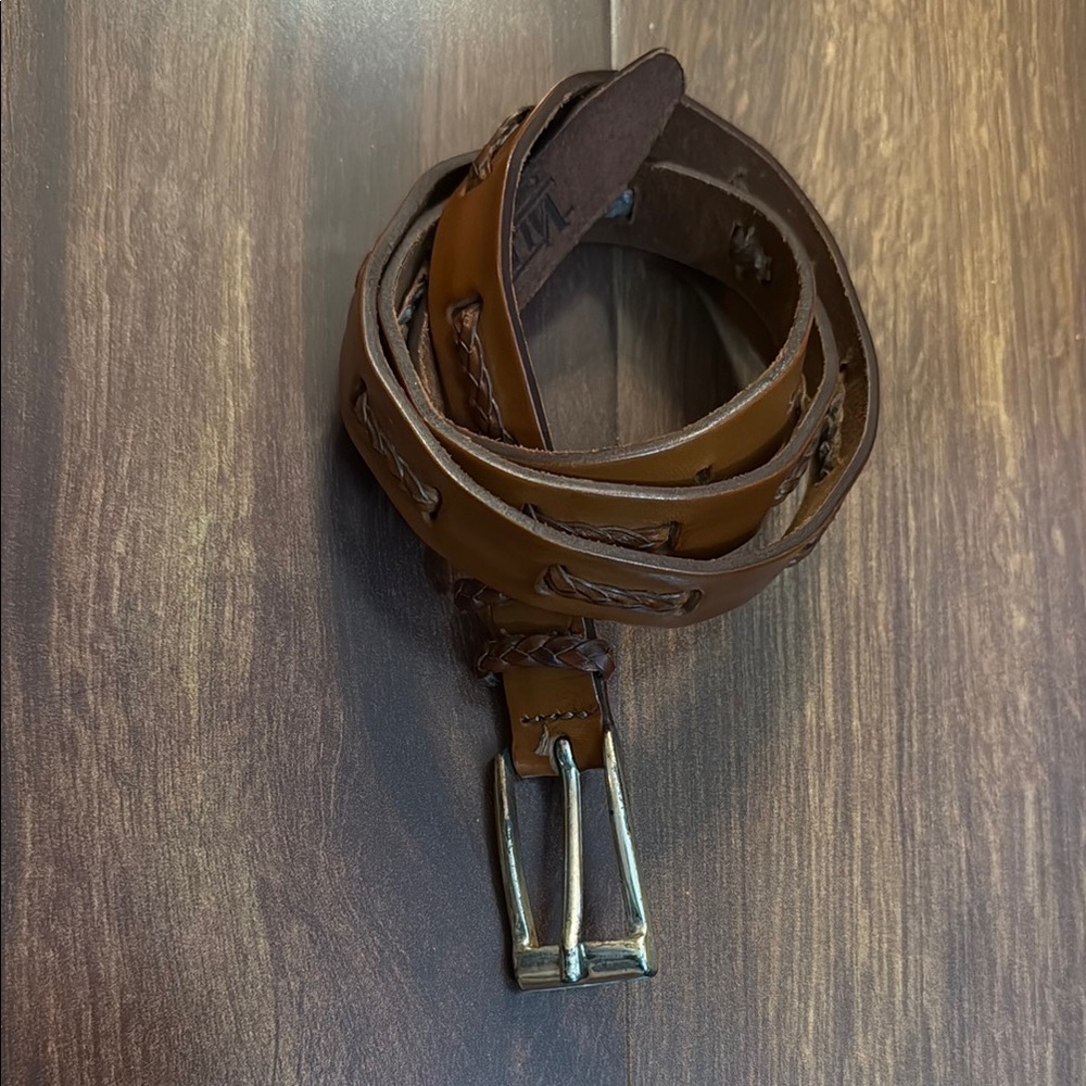 VALMARS Brown Leather Semi Braided Women's Belt XL